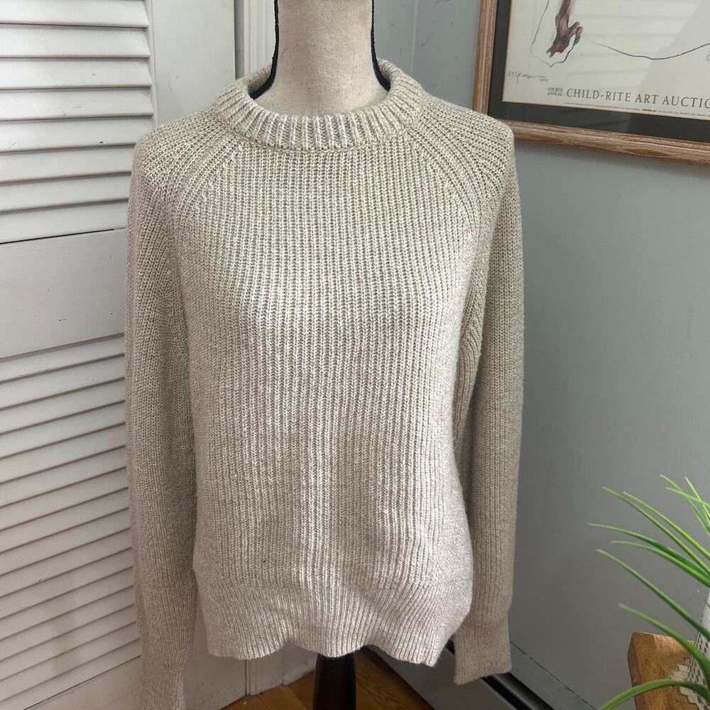 Modern Citizen Sweater Womens XS Beige Ribbed Crewneck Minimalist Fisherman